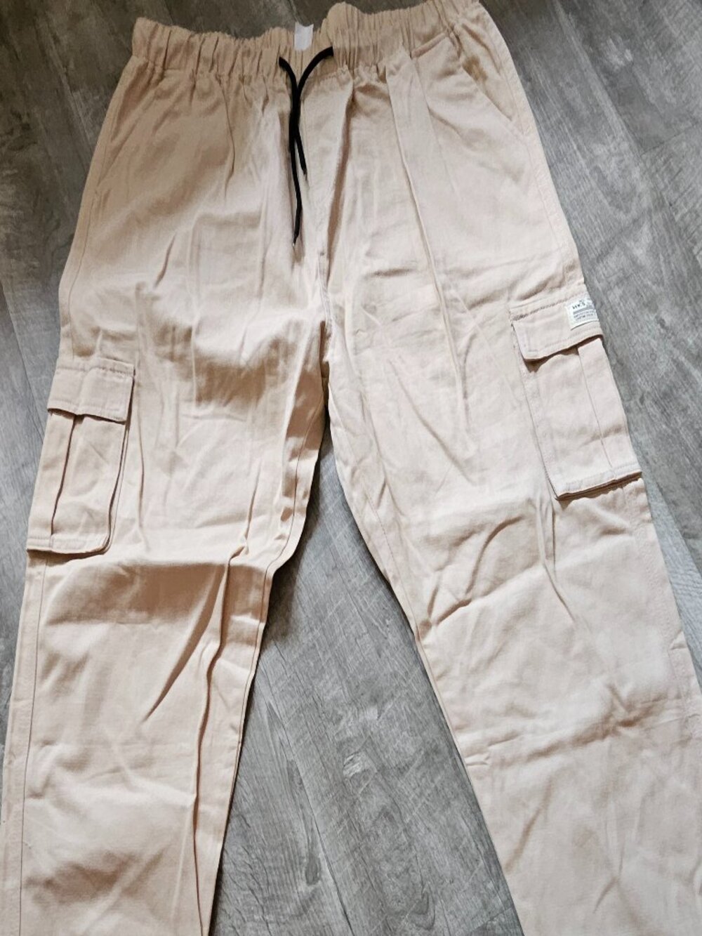 Drawstring Cargo Pants Tan XXL Long